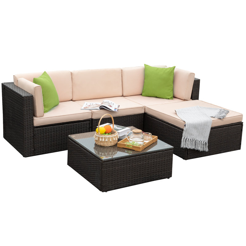 Agaran 5 piece rattan sectional discount